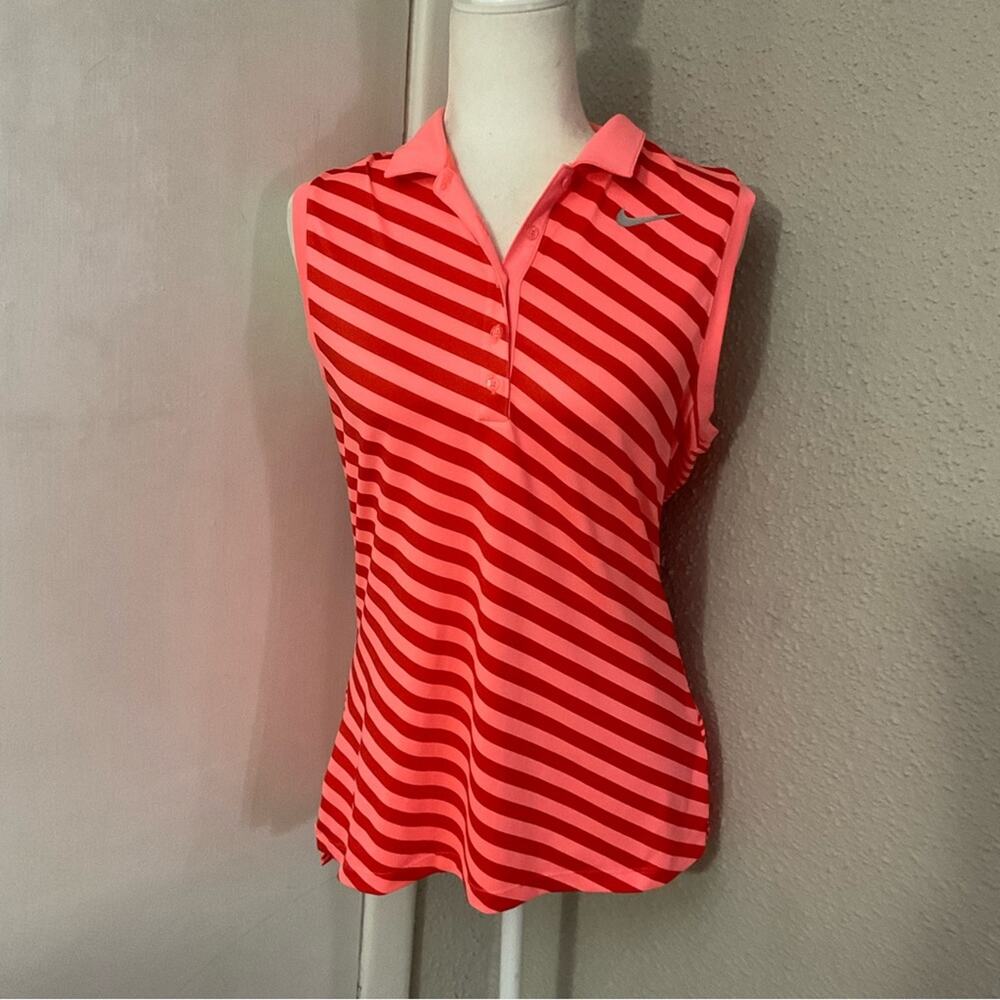 Nike Precision Print Sleeveless Golf Polo Shirt Lava Glow/Max Orange M Dopamine